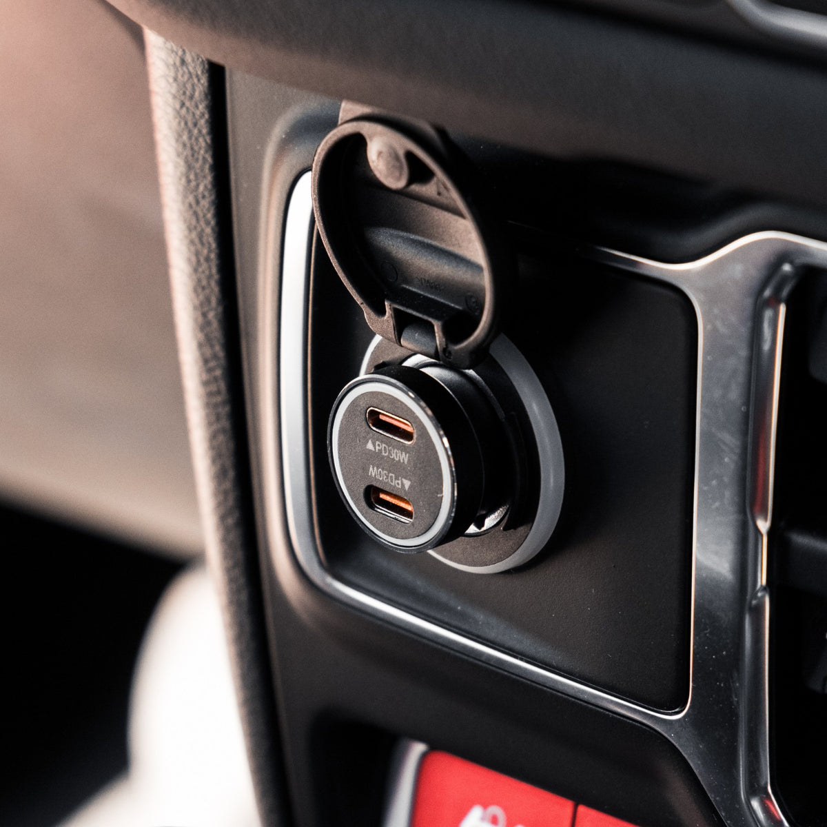 12V Cigarette Lighter Power Adapter with Dual USB-C Ports