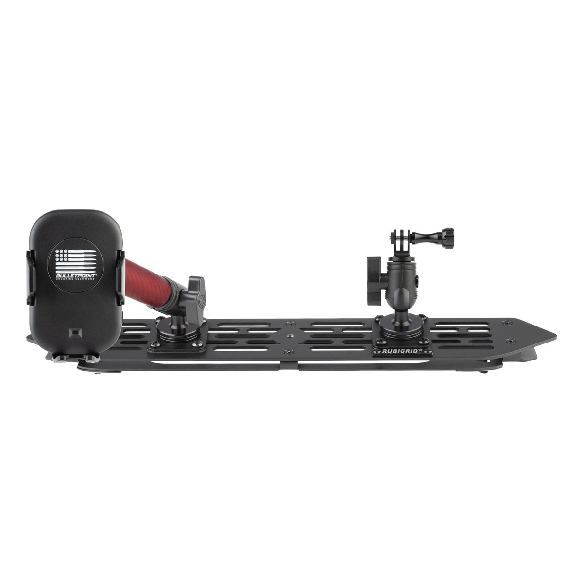 RubiGrid® 2018-2023 Jeep Wrangler JL &amp; 2020-2023 Jeep Gladiator Multi-Device Platform Dash Mount with Red Arms