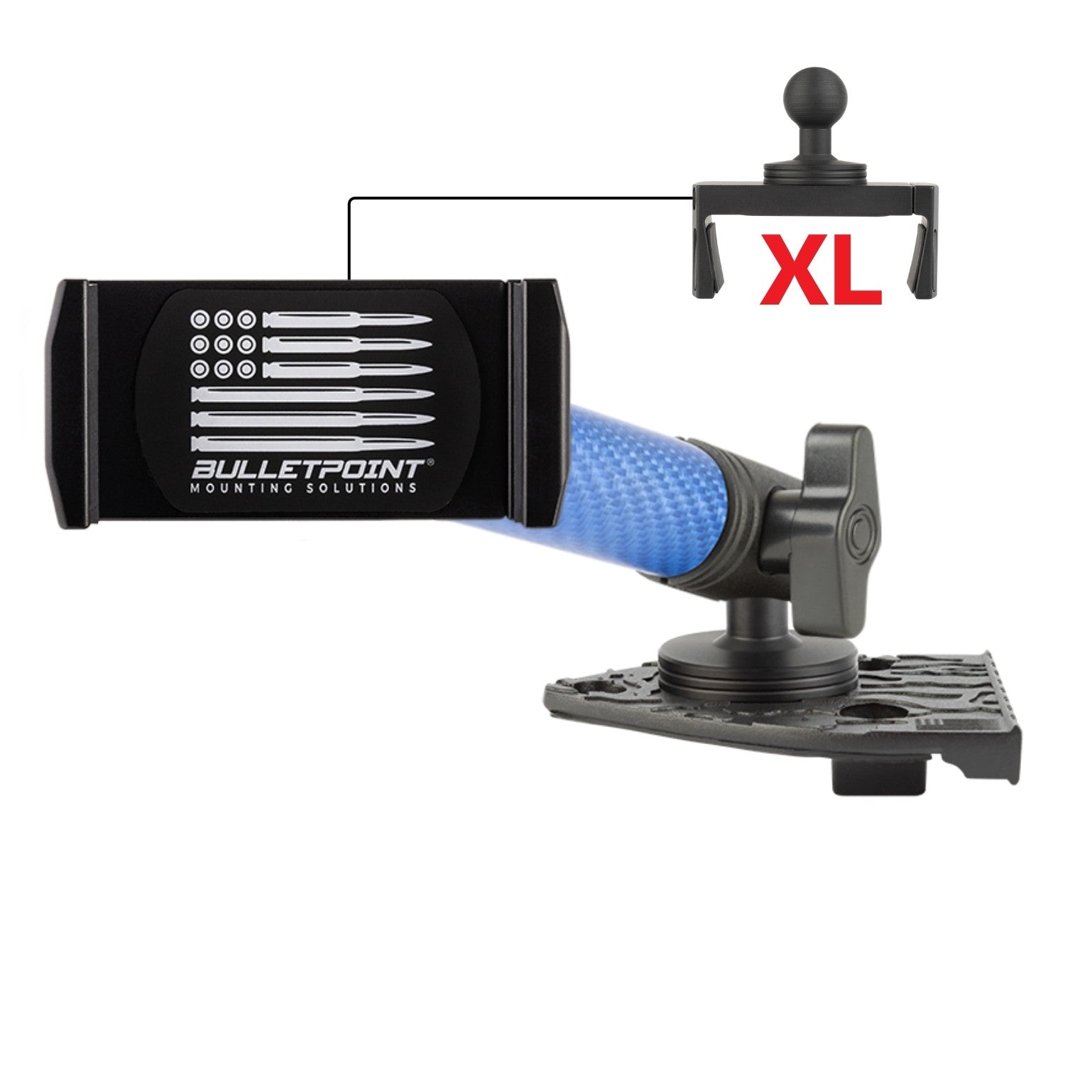 2021-2023 Jeep Wrangler 4xe Single Ball Driver Side Phone Holder with Blue Arm