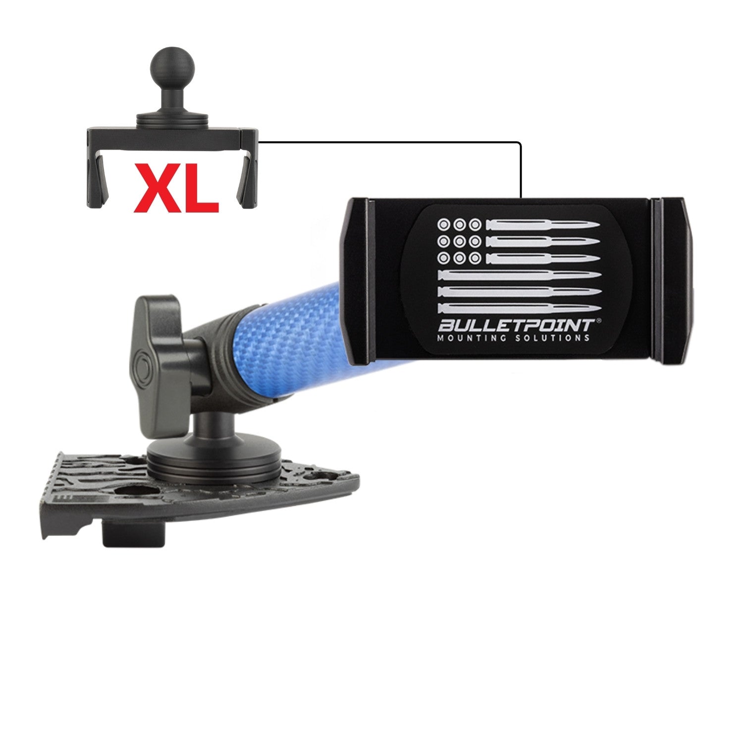 2021-2023 Jeep Wrangler 4xe Single Ball Passenger Side Phone Holder with Blue Arm