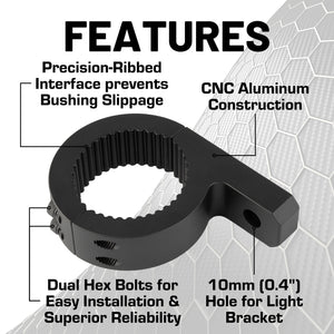 CNC Aluminum Universal Roll Bar Light Mounts (Pair) with Bushings for Various Bar Sizes