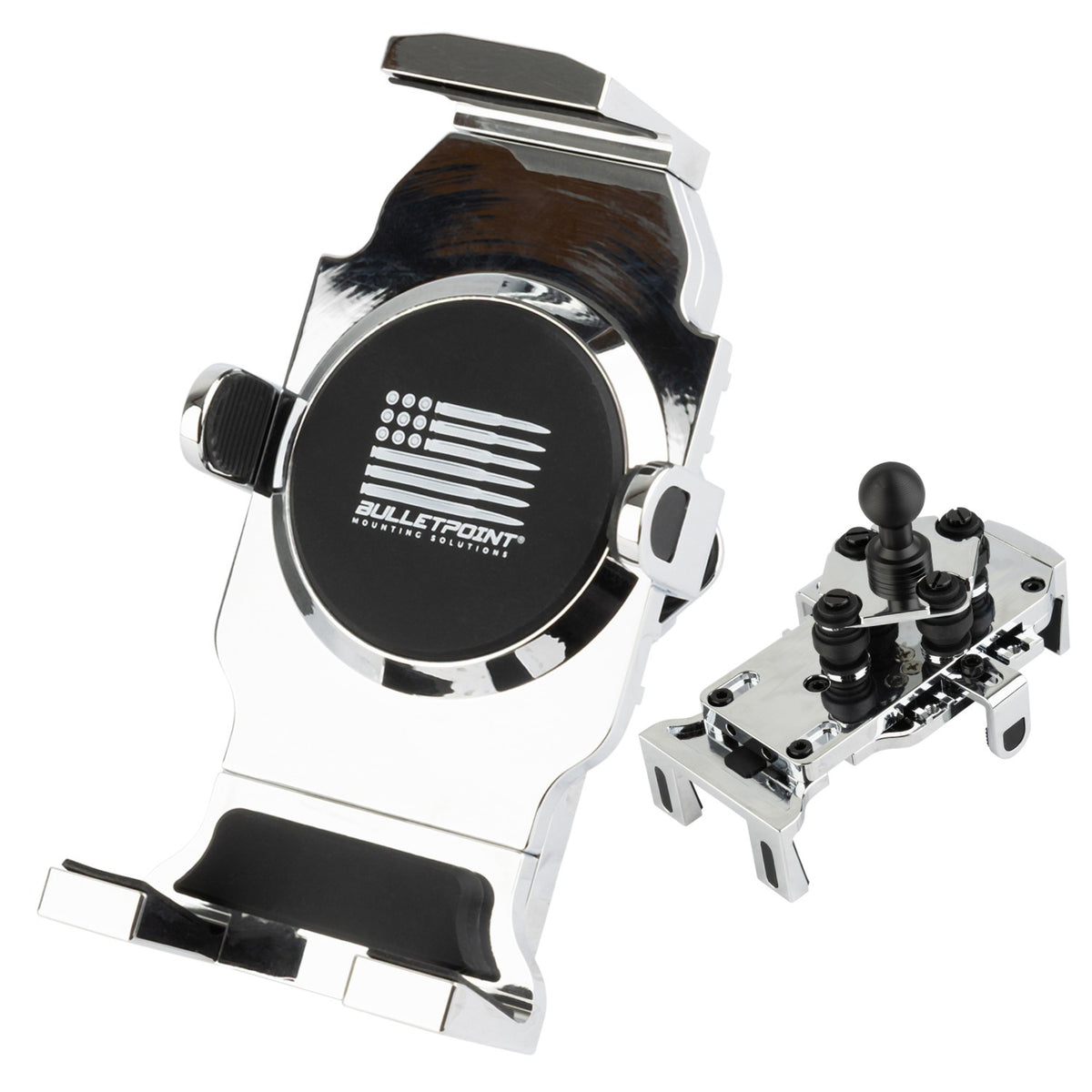 Chrome Anti-Vibration Universal Spring-Loaded Phone Holder with 20mm Ball