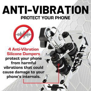 Chrome Anti-Vibration Universal Spring-Loaded Phone Holder with 20mm Connector Nubby Edition