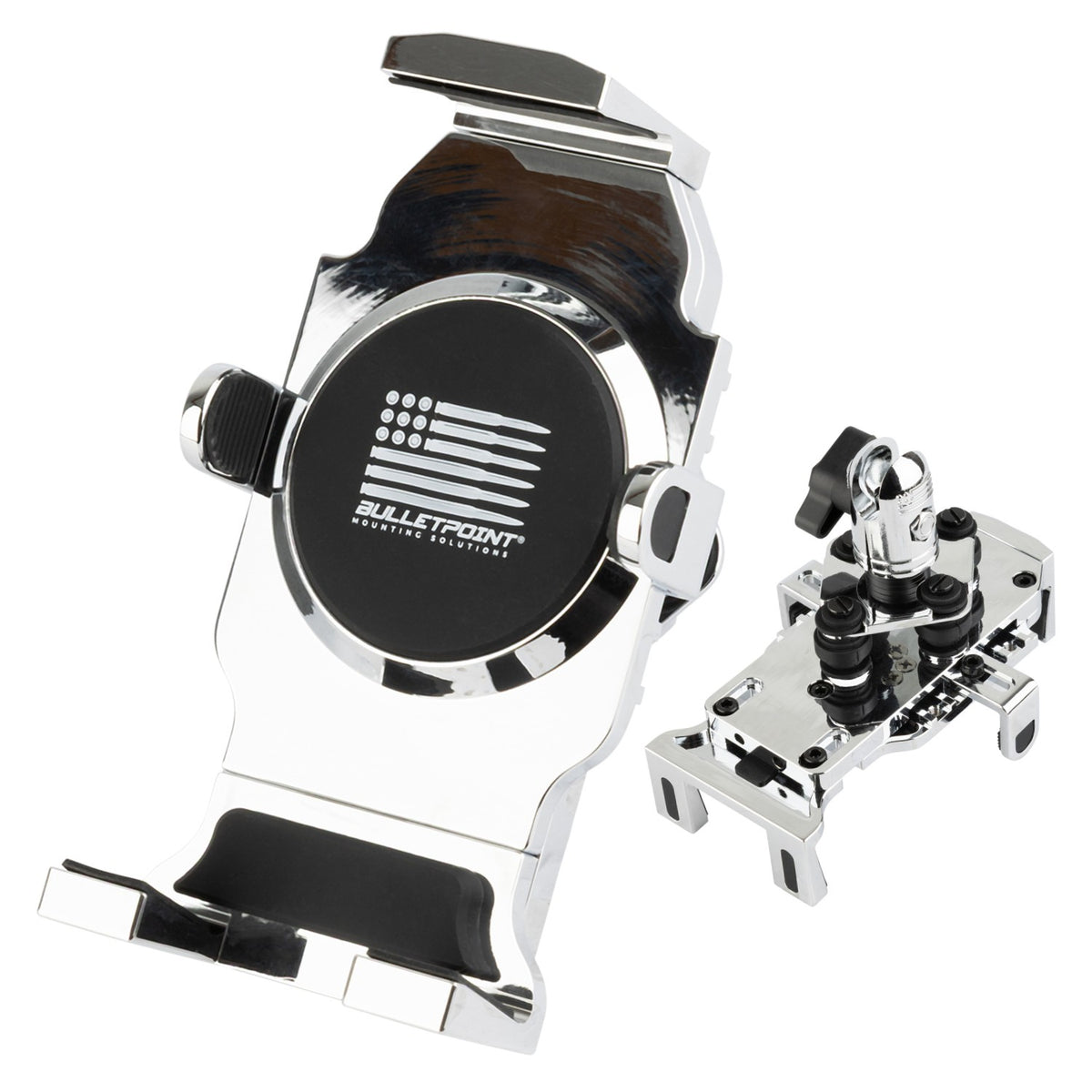 Chrome Anti-Vibration Universal Spring-Loaded Phone Holder with 20mm Connector Nubby Edition