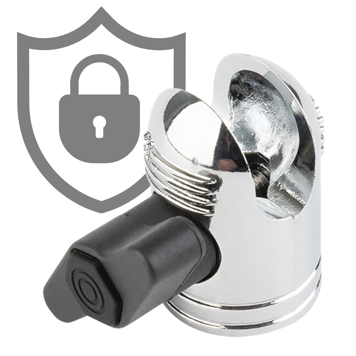 Pair of Chrome Anti-Theft 20mm Connector Ends - Tamper-Proof Security for Device Holders
