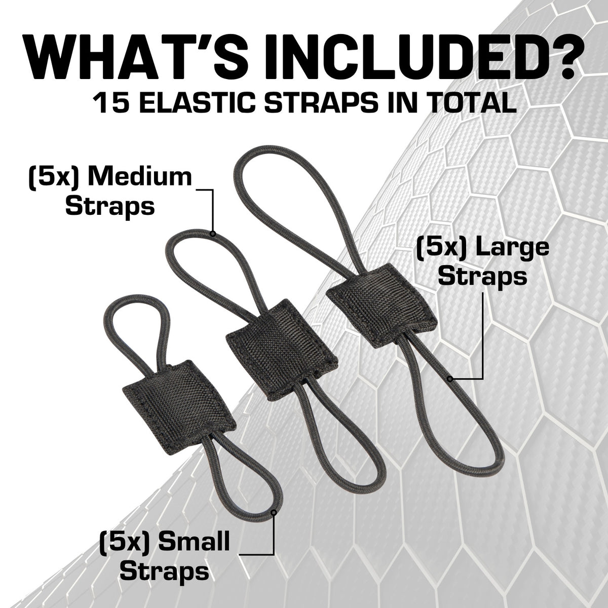 Elastic MOLLE Straps for Tactical Webbing & MOLLE Panels (15-Piece Pack)