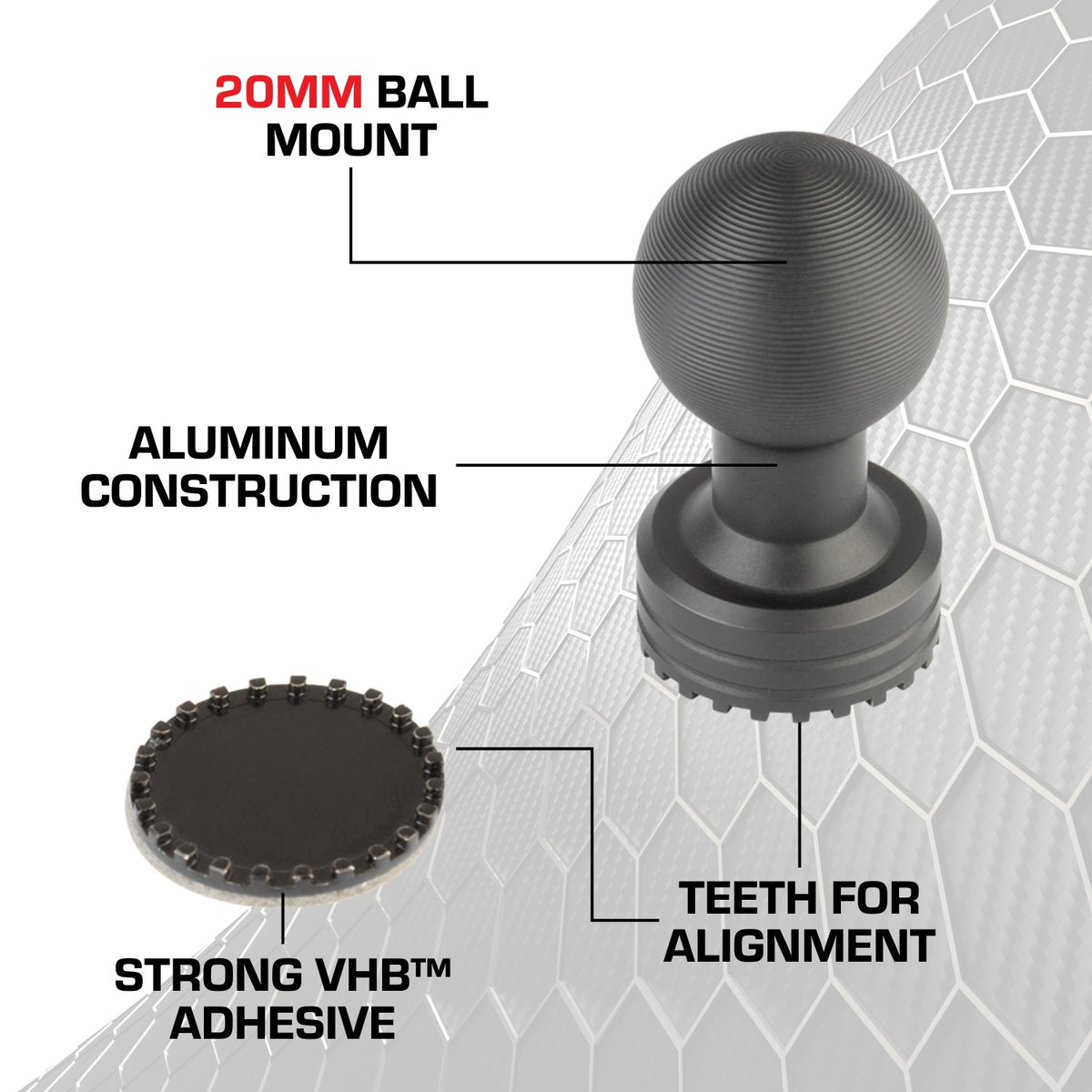 Magnetic Dash Camera Adapter with 20mm Ball Mount