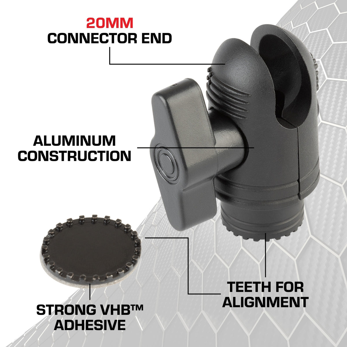 Magnetic Dash Camera Adapter with 20mm Connector End Nubby Edition