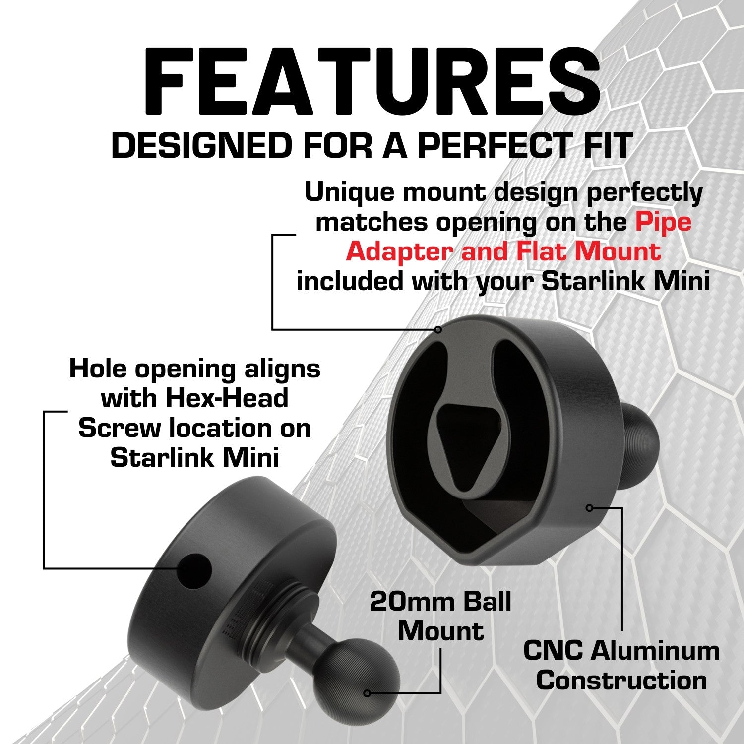 Starlink Mini CNC Aluminum Satellite Dish Mount with 20mm Ball ...
