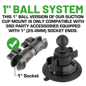 Heavy Duty Suction Cup Mount 3.4" Diameter with Integrated 1-inch Mounting Ball