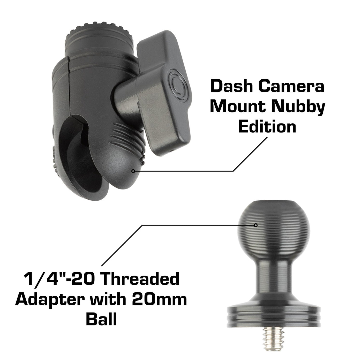 Looped Threaded Mount Dash Camera Mount + 1/4
