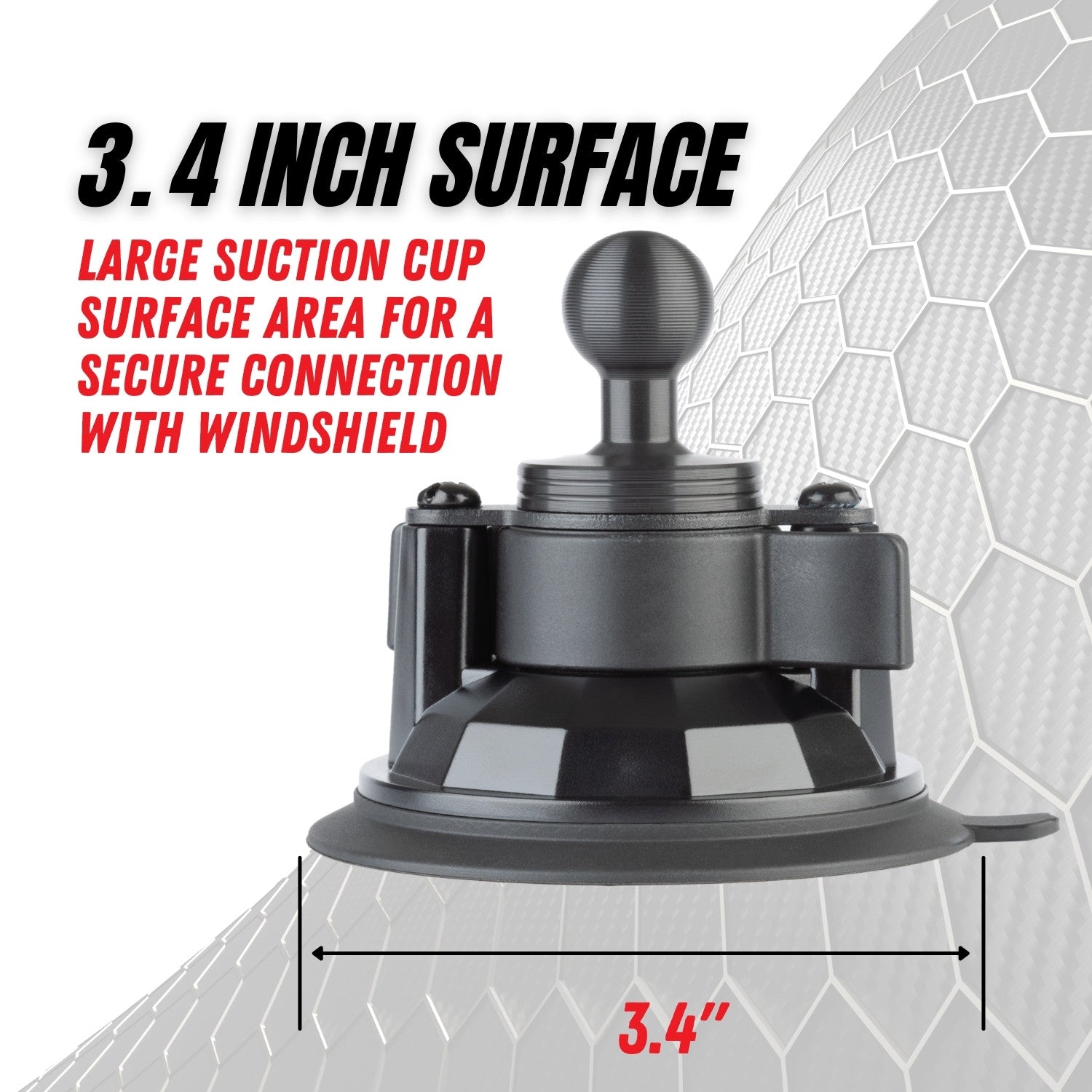 Suction Cup Mount 3.4" Diameter with Integrated 20mm Mounting Ball