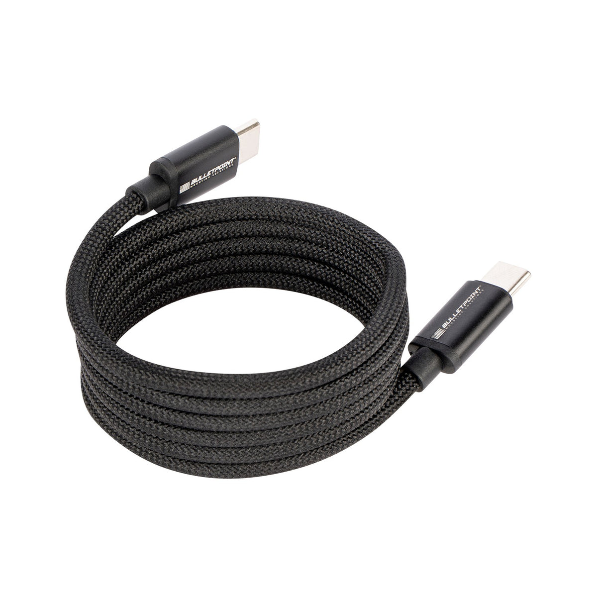 Nylon Braided Magnetic Coiled USB-C Charging Cable - 3.3 Feet / 1 Meter