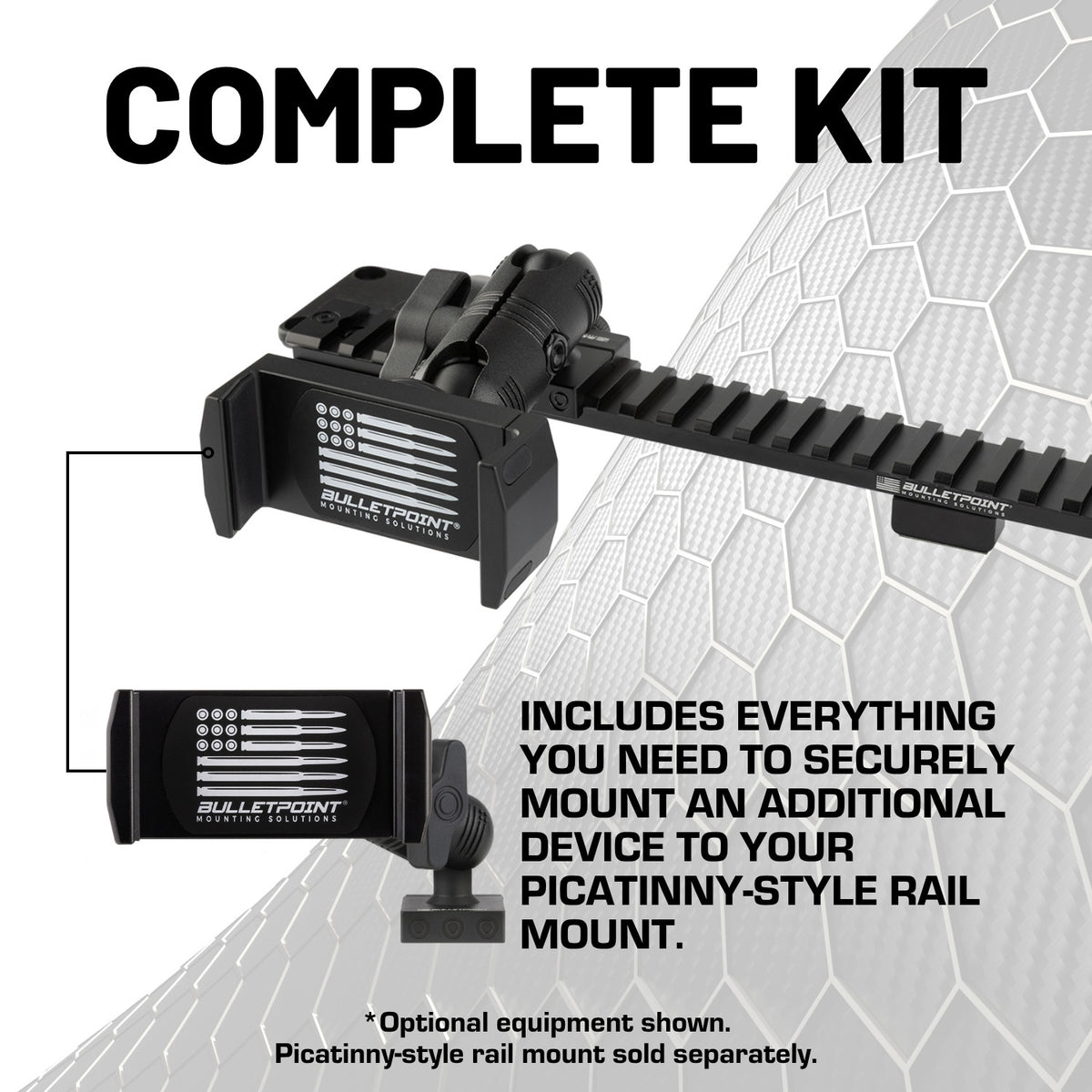 20mm Ball + Micro Mounting Arm + Device Holder Kit for Picatinny-Style Rail Mounts