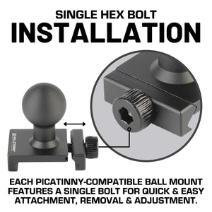 20mm Mounting Ball compatible with Picatinny-Style Rails