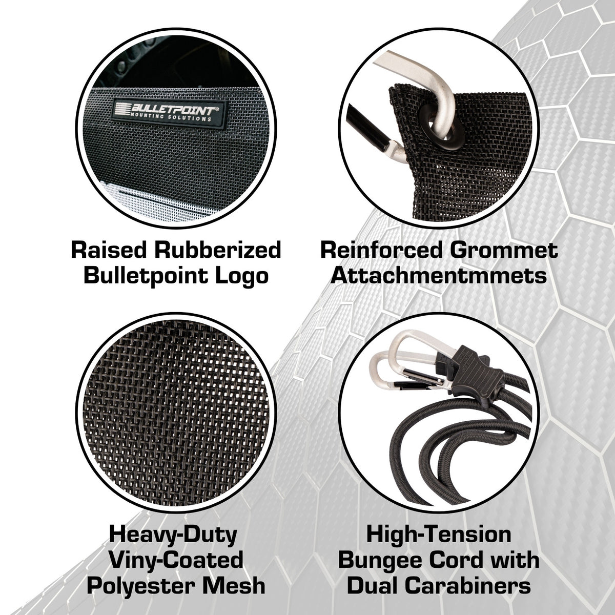 Bulletpoint Spare Tire Hanging Mesh Bag with Dual Carabiner Bungee Cord