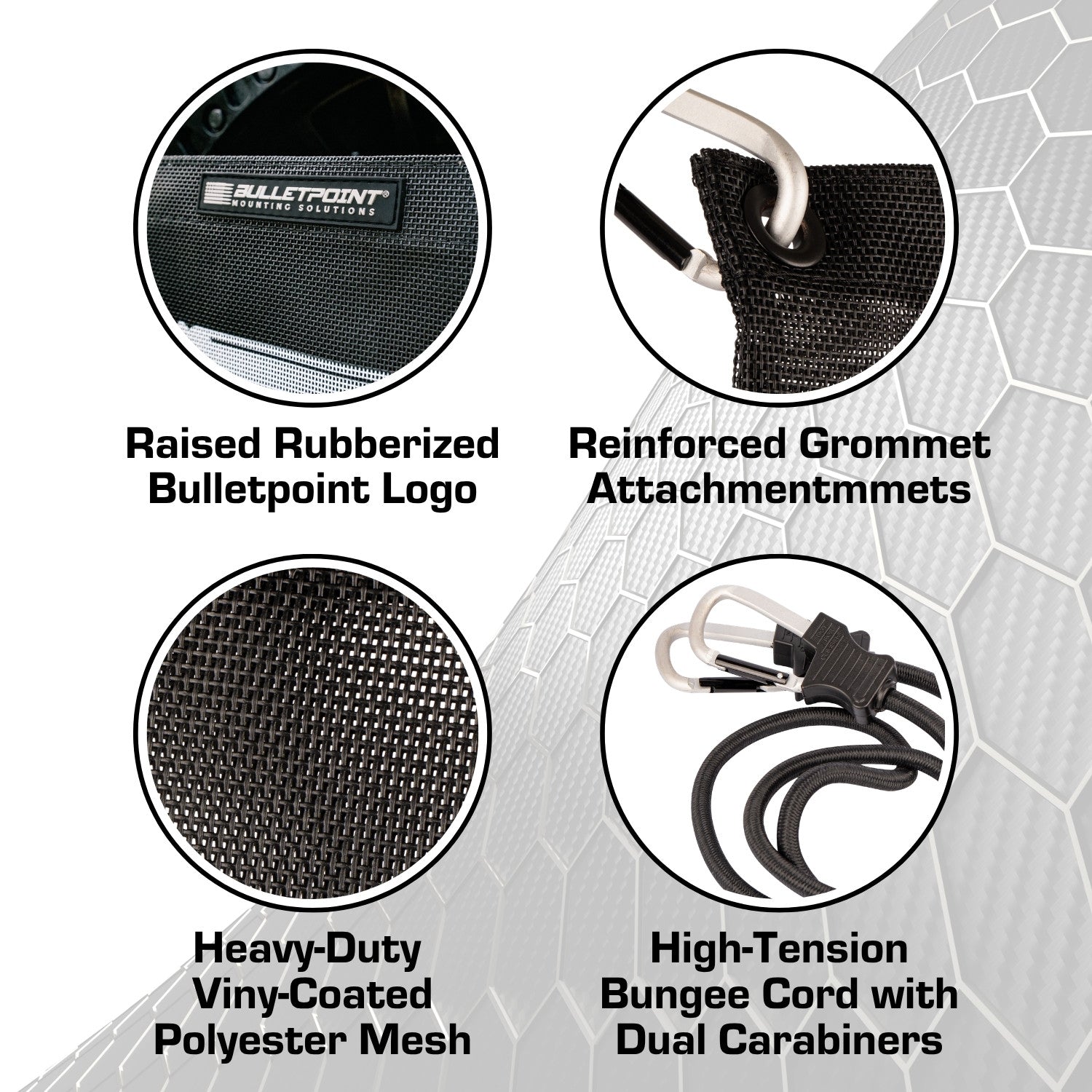 Bulletpoint Spare Tire Hanging Mesh Bag with Dual Carabiner Bungee Cord