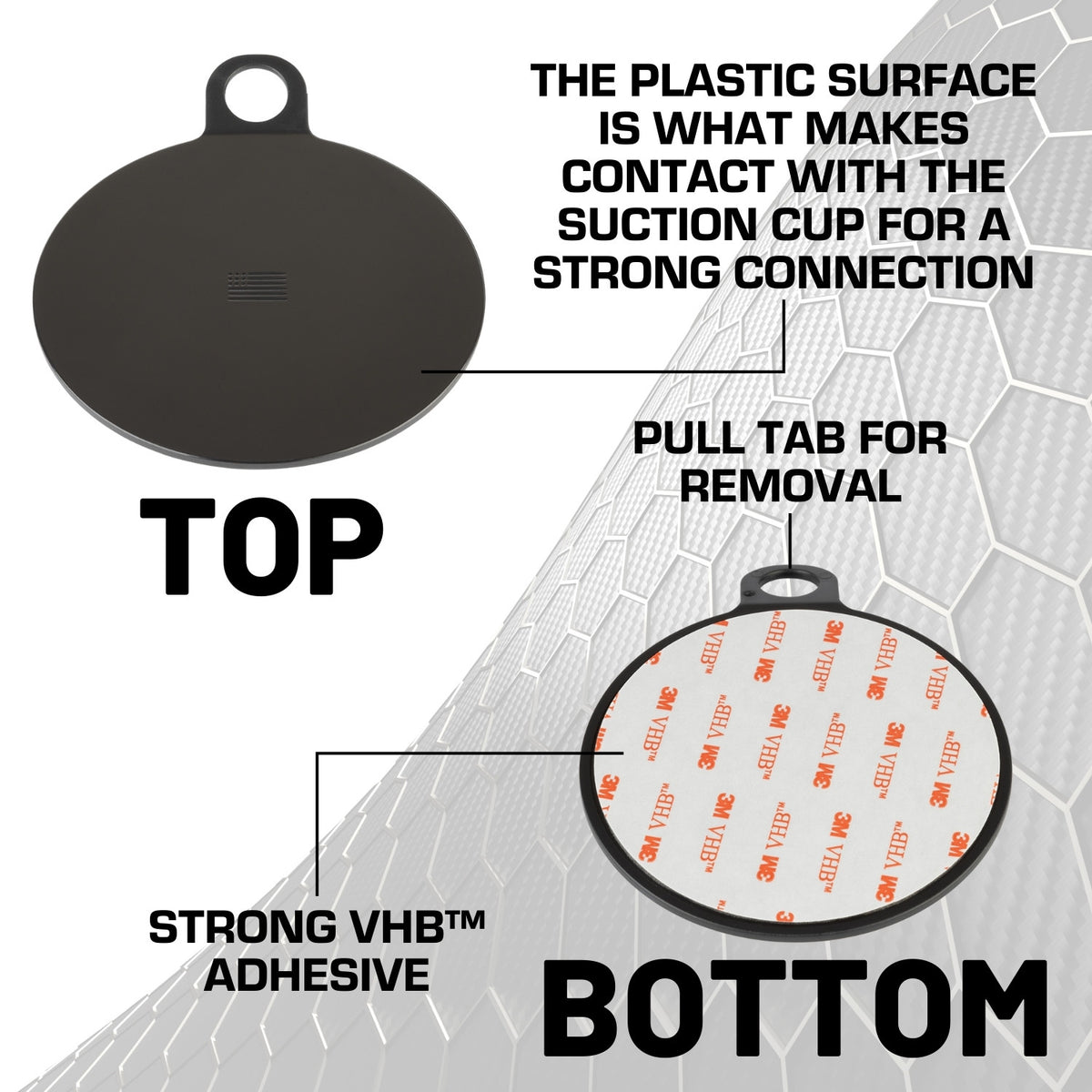 Suction Cup Backing Plate with VHB Adhesive