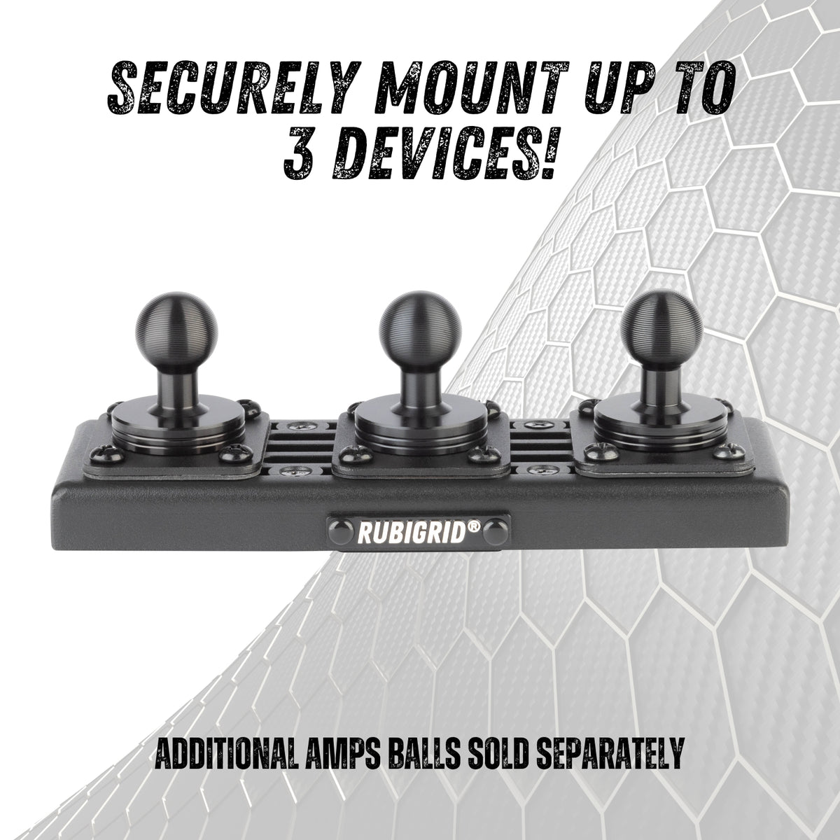 RubiGrid® Universal Dash Mount Phone + Device Holder with 3-Ball Capacity