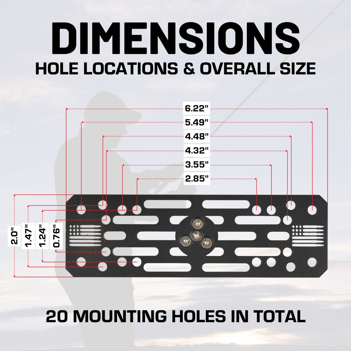 Universal Fish Finder Mount with 20mm Ball - Aluminum Marine Device Plate compatible with Garmin / Lowrance / Humminbird / Raymarine
