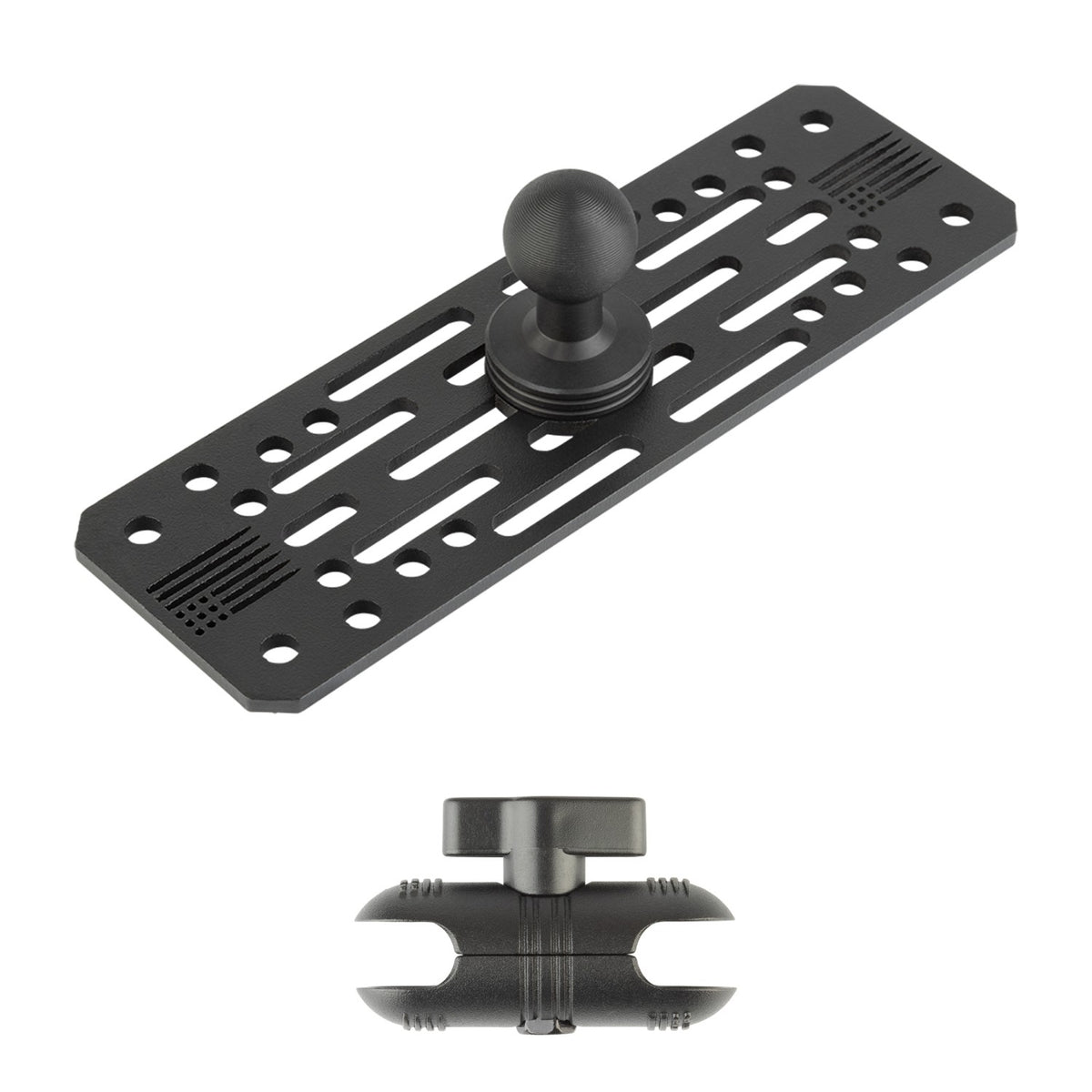 Universal Fish Finder Mount with 20mm Ball - Aluminum Marine Device Plate compatible with Garmin / Lowrance / Humminbird / Raymarine