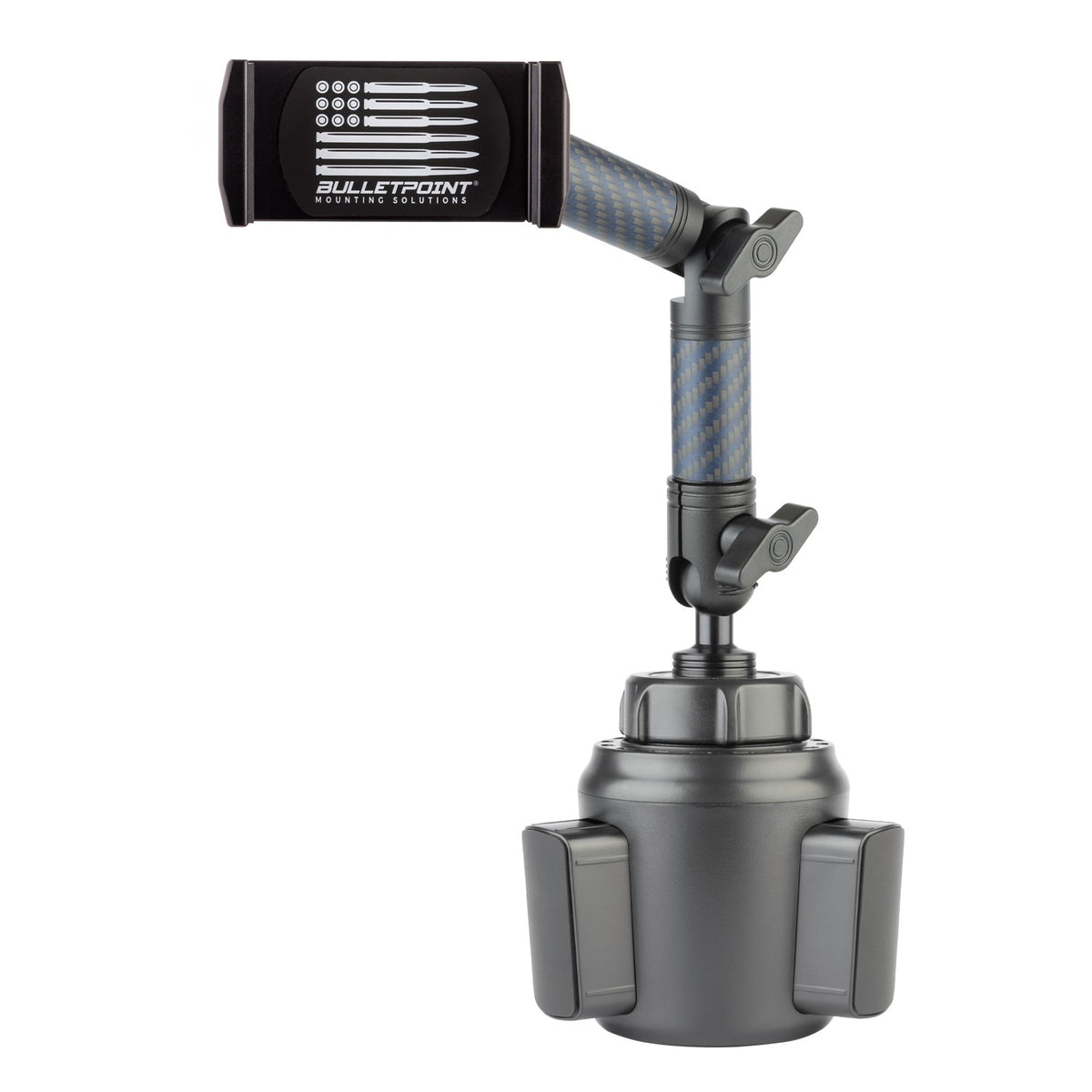Universal Phone Holder with Articulating Mounting Arm + Cup Holder Mount