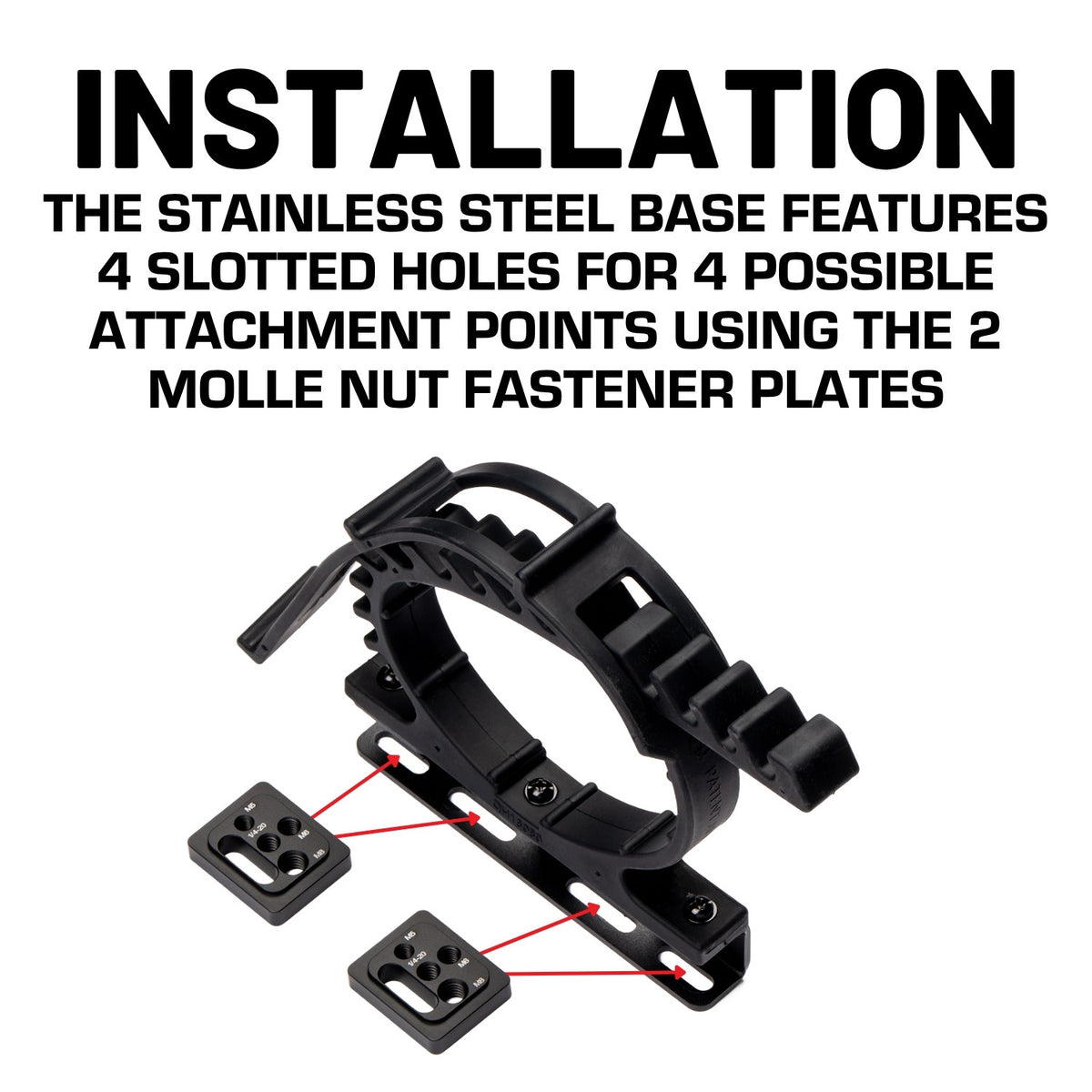 XL Quick Release Adjustable Clamp Mount 2.56" to 7.87" compatible with MOLLE Panels