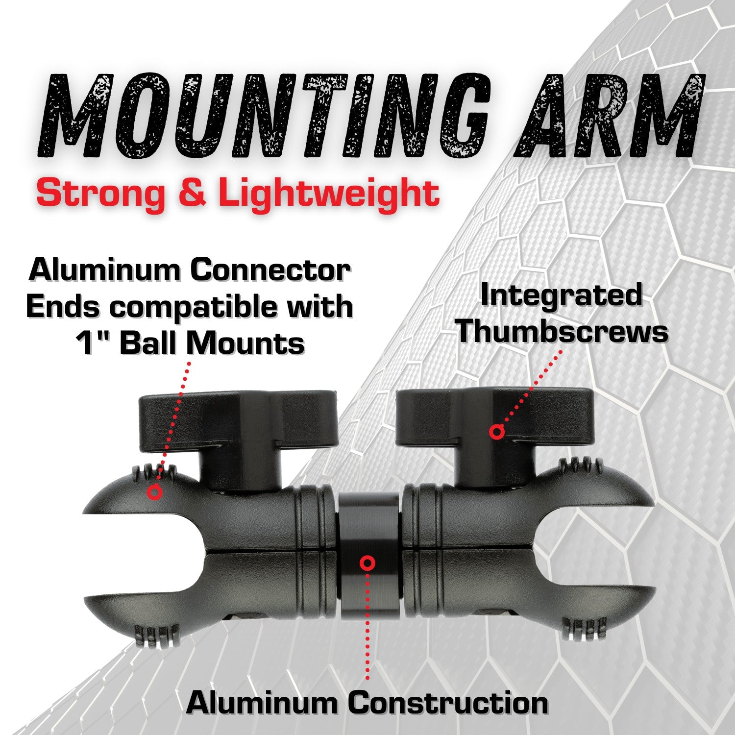 4 inch Aluminum Mounting Arm Dual 1 inch Socket Connector Ends Compatible with 1" Ball Mounts