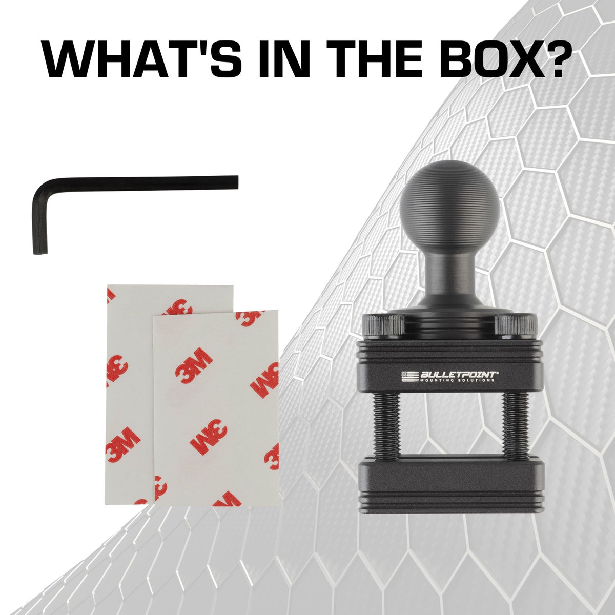 Headrest Bar Device Mount with Integrated 20mm Ball fits bars 3/8&quot; to 5/8&quot;