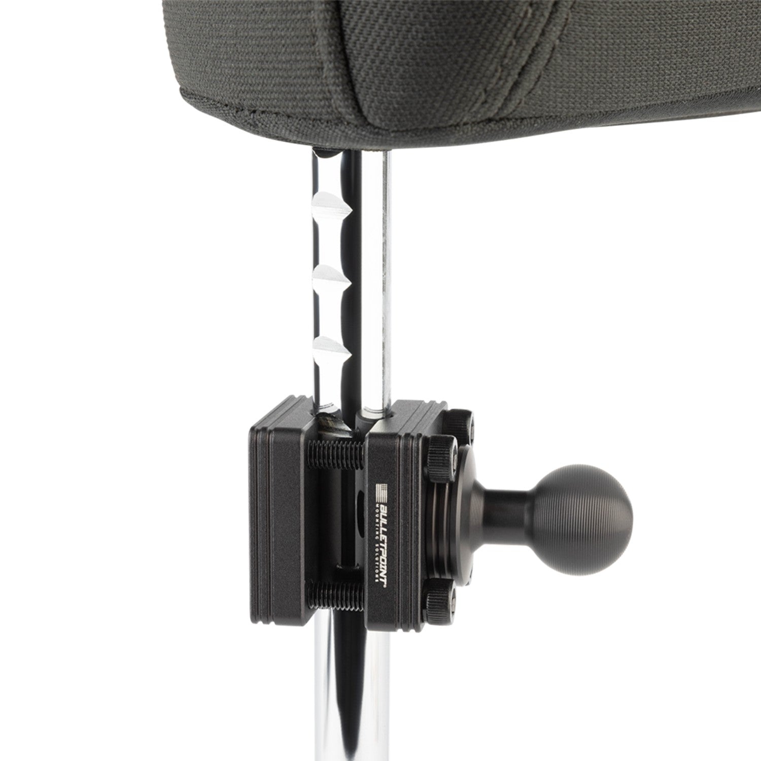 Headrest Bar Device Mount with Integrated 20mm Ball fits bars 3/8" to 5/8"