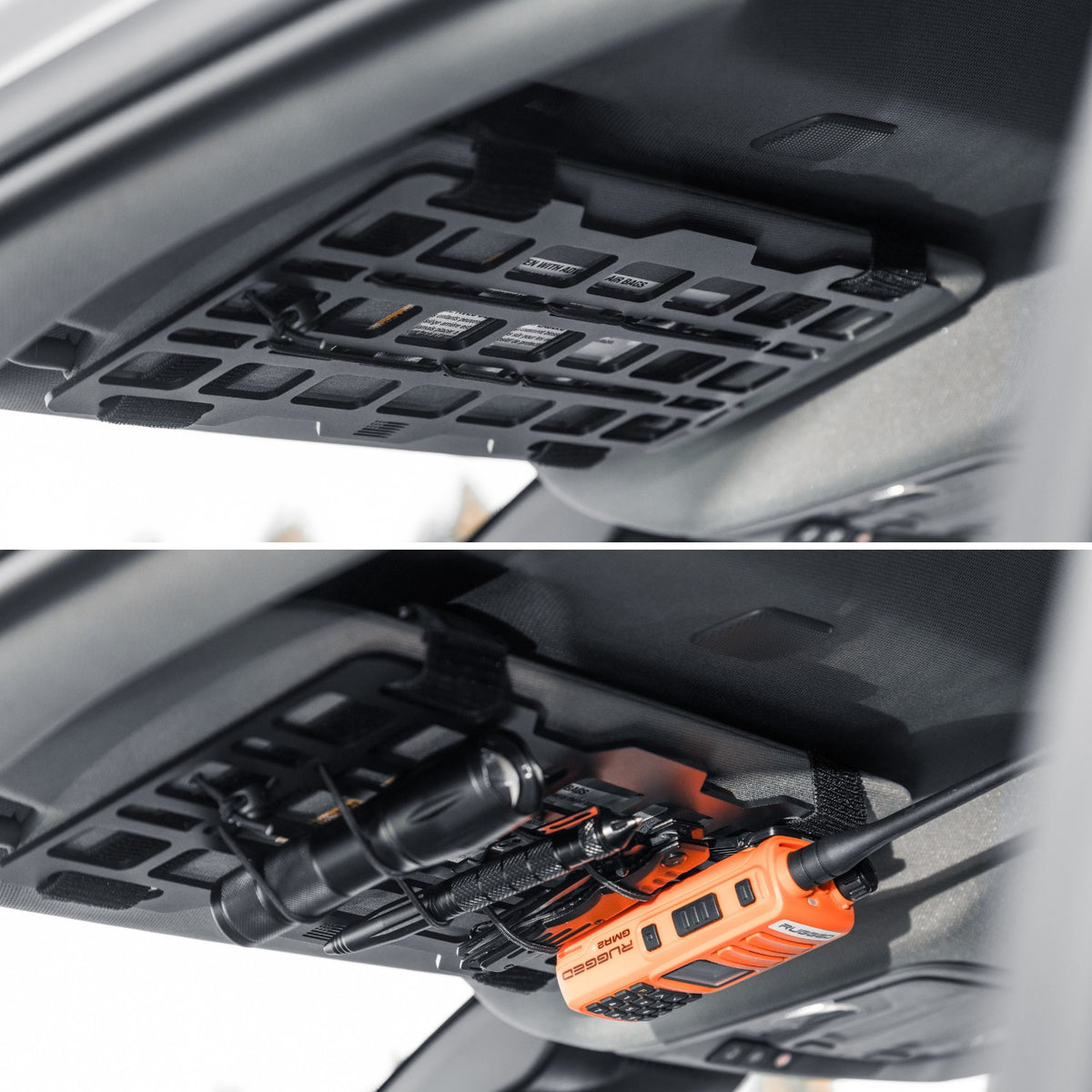 Aluminum Tactical MOLLE Panel Storage Organizer for Sun Visor - Universal Fitment