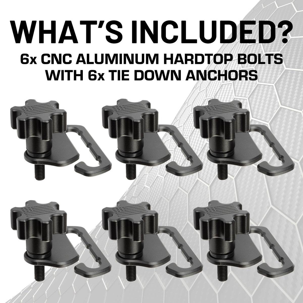 Quick Removal CNC Aluminum Hardtop Bolts with Tie-Down Anchors for 2007-current Jeep Wrangler JL &amp; Wrangler JK