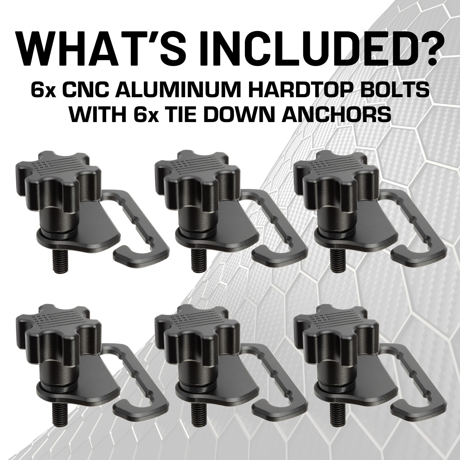 Quick Removal CNC Aluminum Hardtop Bolts with Tie-Down Anchors for 2007-current Jeep Wrangler JL & Wrangler JK