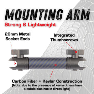 Carbon Fiber/Kevlar Arm and Universal Phone Mount Holder Combo - BASE NOT INCLUDED