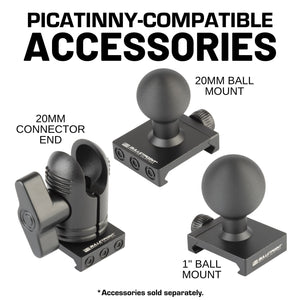 Bulletpoint Picatinny-Style Rail Attachments for RubiGrid® Dash Mounts (various sizes)