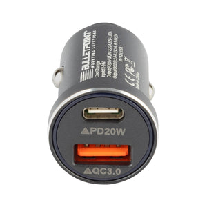 12V Cigarette Lighter Dual Socket USB-C + USB QC 3.0 Power Adaptor