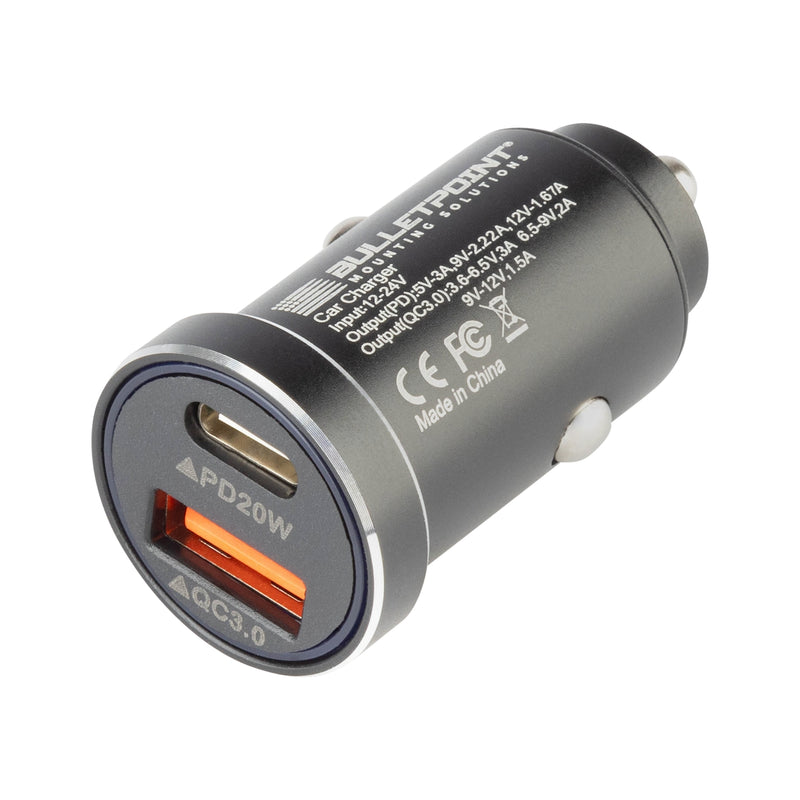 12V Cigarette Lighter Dual Socket USB-C + USB QC 3.0 Power Adapter ...