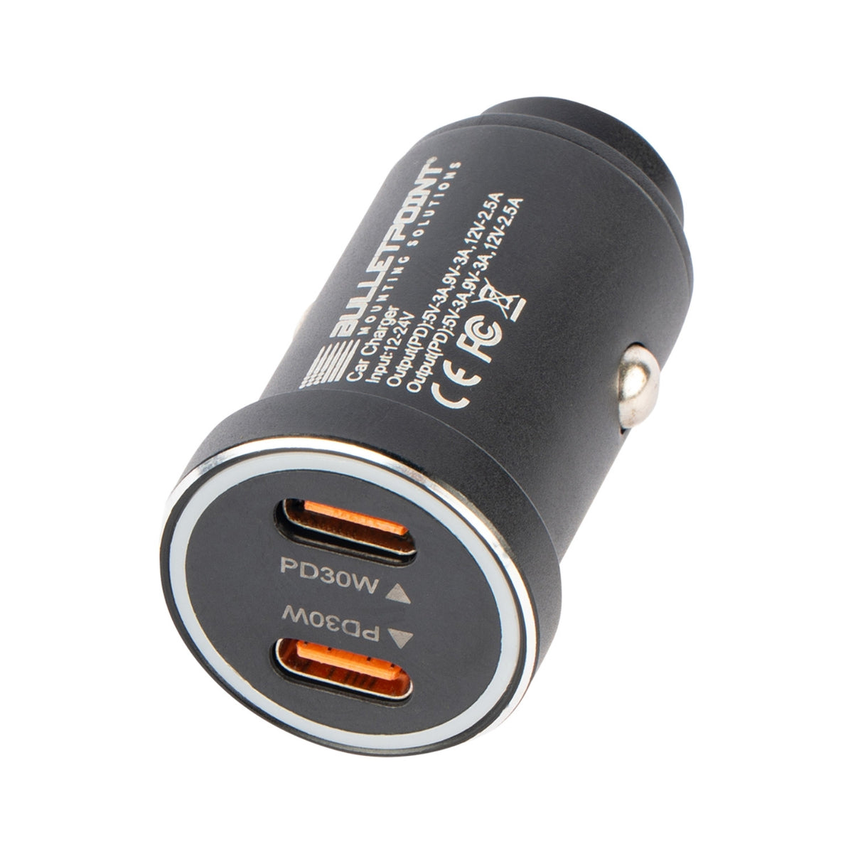 12V Cigarette Lighter Power Adapter with Dual USB-C Ports