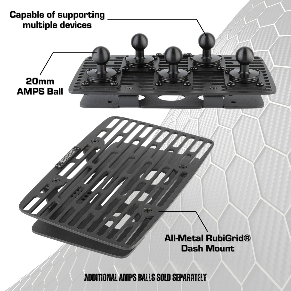 RubiGrid® 2019-2023 Ford Ranger Phone Holder Multi-Device Dash Mount