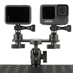 Dual Action Camera GoPro Mount with Integrated 20mm Ball