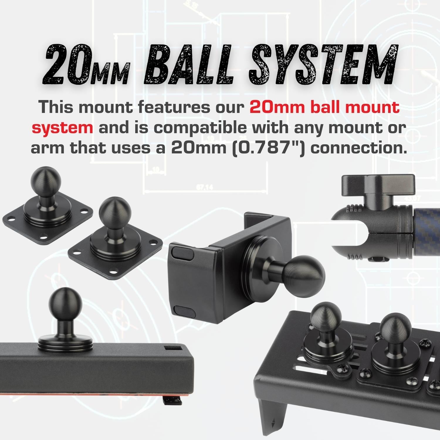 Bar Clamp with 20mm Connector End compatible with Vector Bar - Bulletpoint  Mounting Solutions
