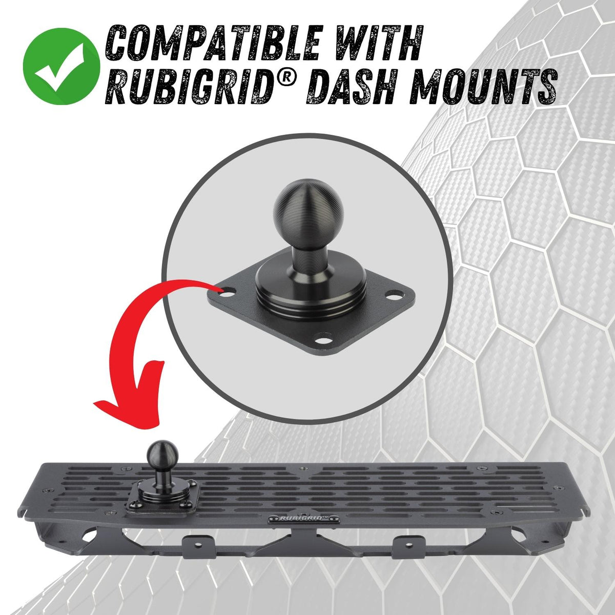 4-Hole AMPS Base + 7cm Mounting Arm + Device Holder Kit for RubiGrid® Dash Mounts