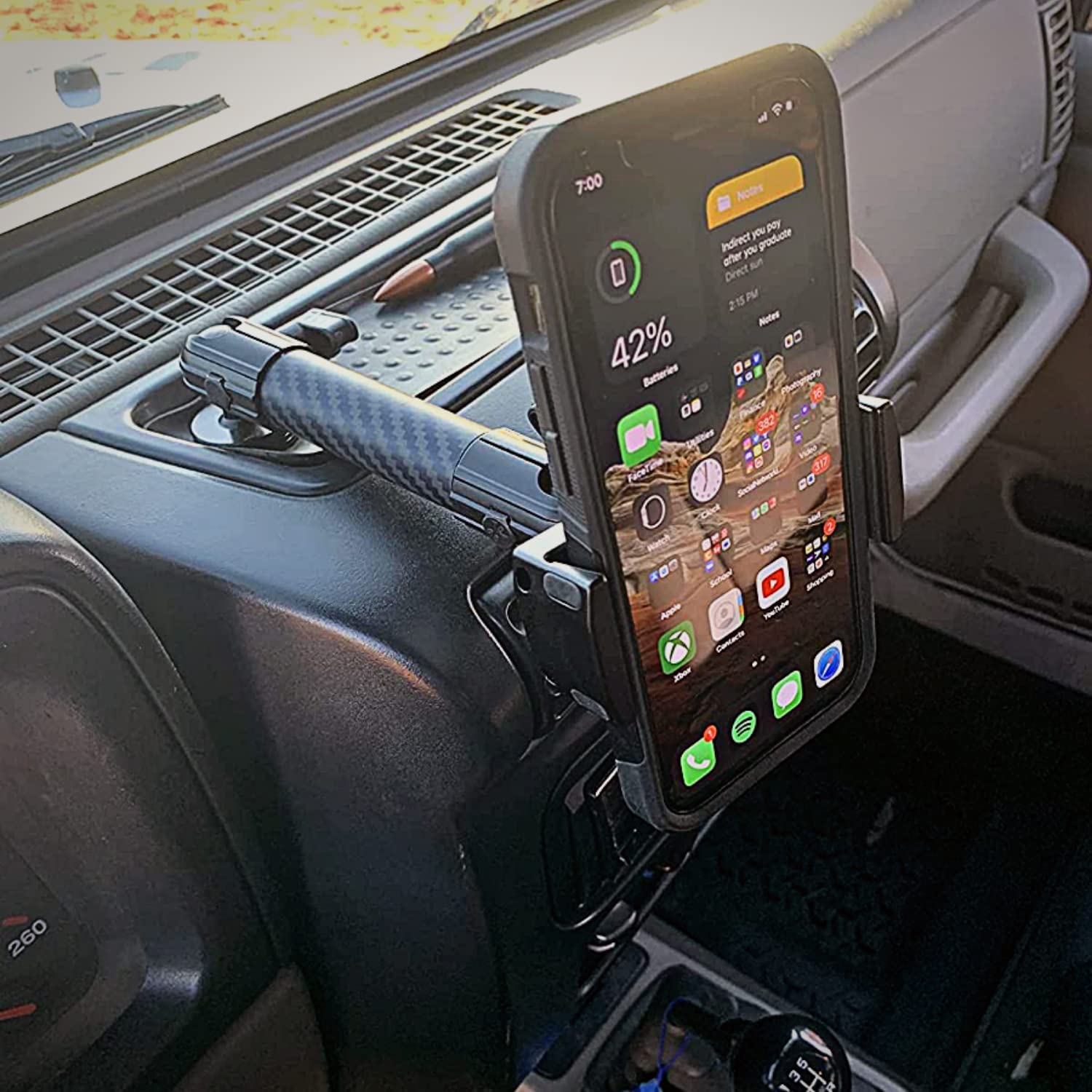 Universal Phone Mount Holder for Jeep Wrangler JK (2007-2010), TJ (97-06) - Universal Application - Single Ball