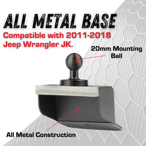 Metal Series Mounting Base for 2011-2018 JK JKU Jeep Wrangler - Single Ball