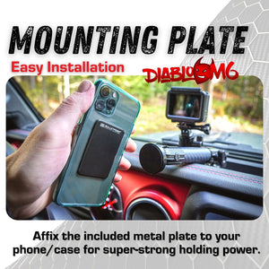 DiabloM6 Magnetic Phone Mount Holder for Jeep Wrangler JK (2007-2010), TJ (97-06) - Universal Application - Single Ball