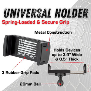 1cm Mounting Arm and Universal Phone Mount Holder Combo - BASE NOT INCLUDED